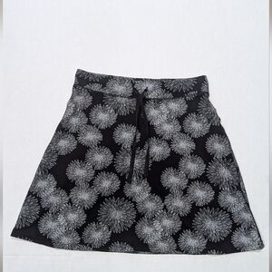 Alpine Design Skirt Black White Floral Size L Stretchy Drawstring Super Soft